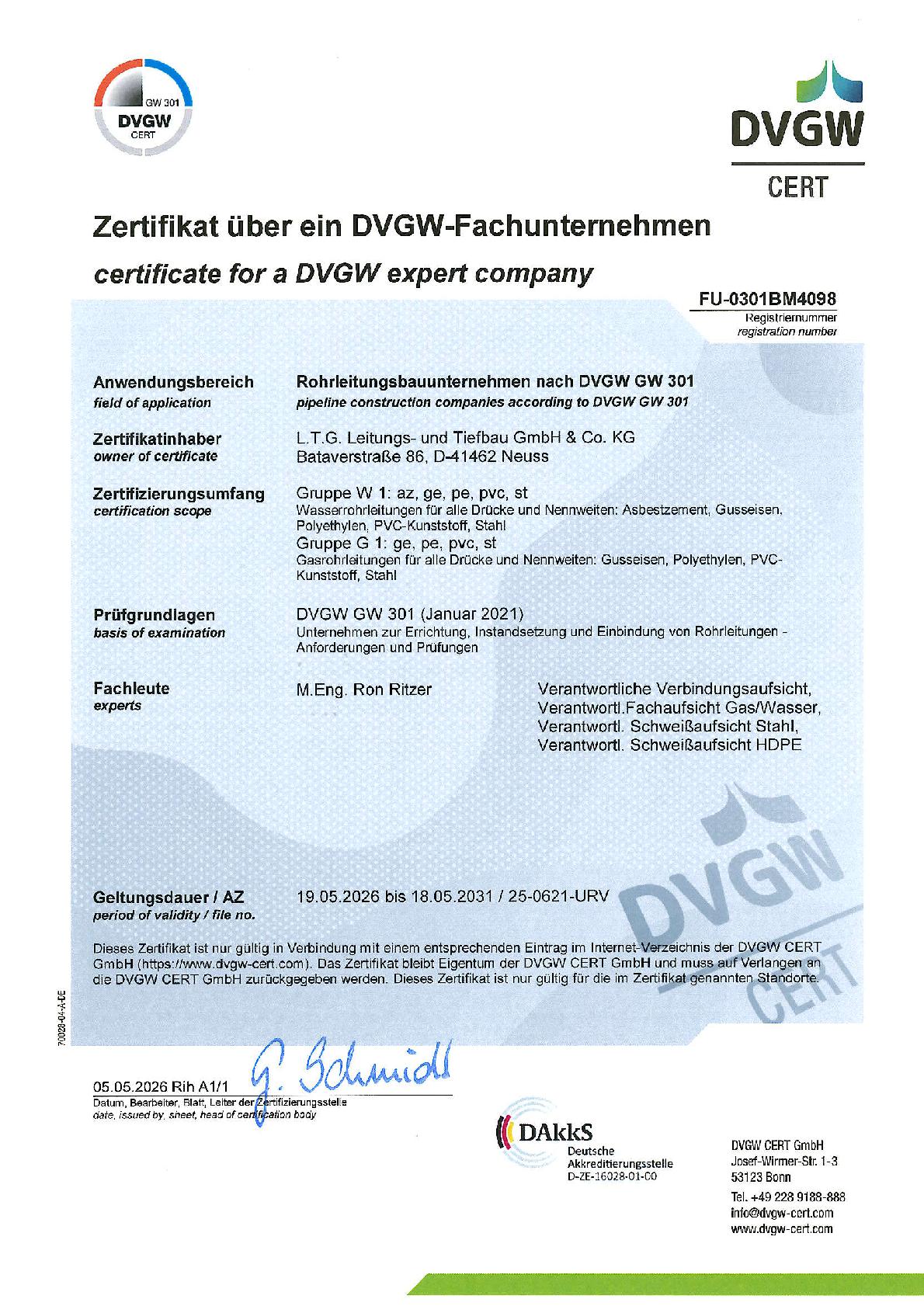 260519 Zertifikat DVGW GW 301-001