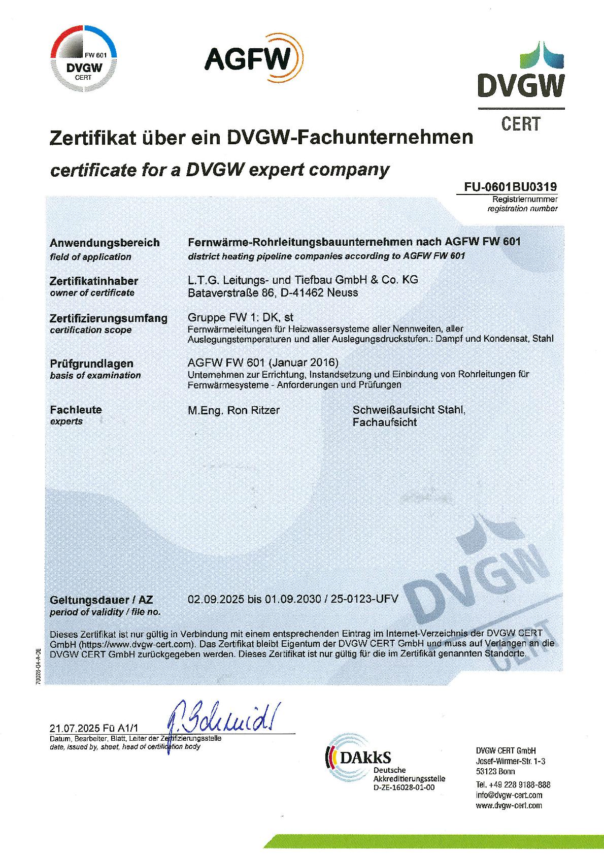 ZERTIFIKAT AGFW FW 601_FW 1-001